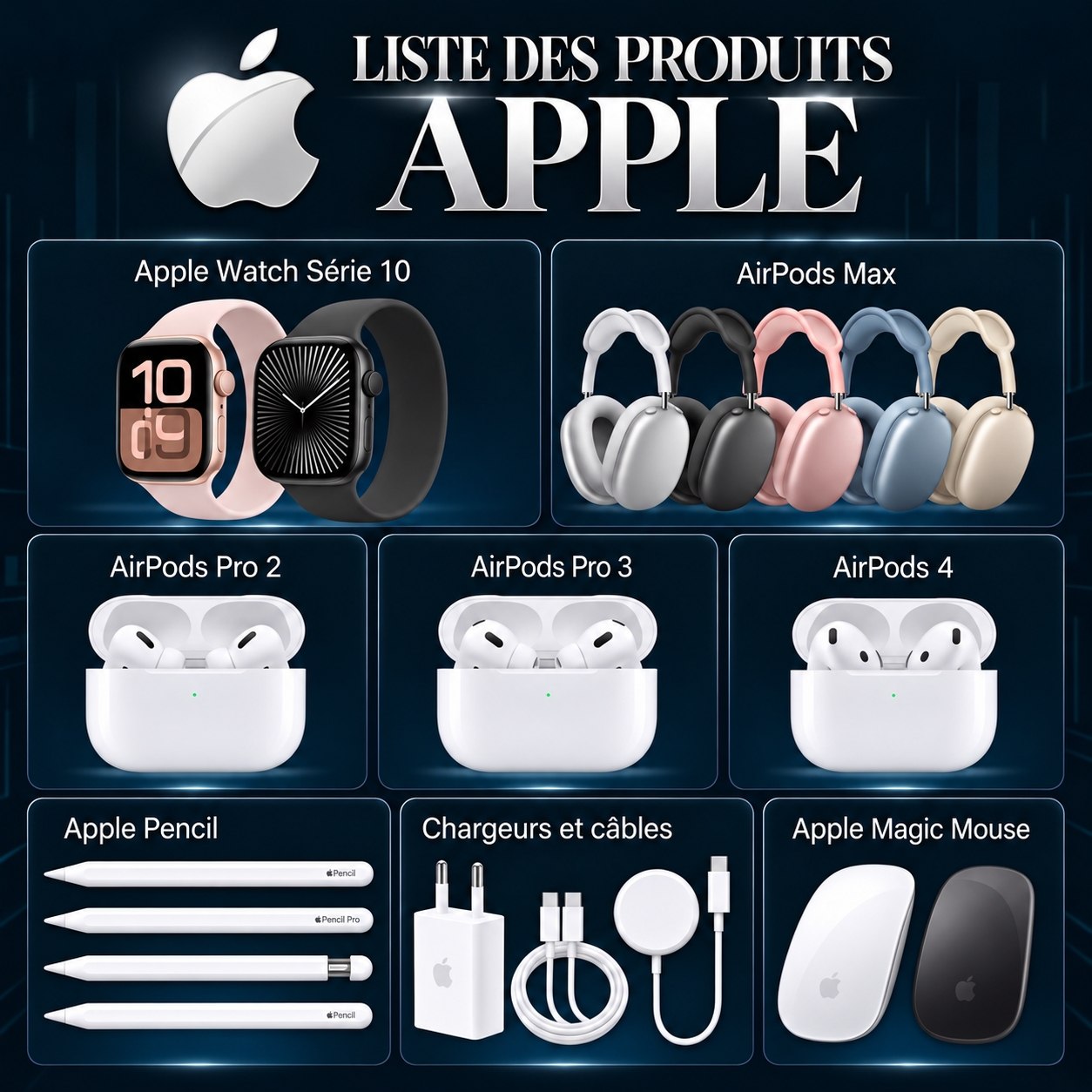LISTE DES PRODUITS APPLE ✨